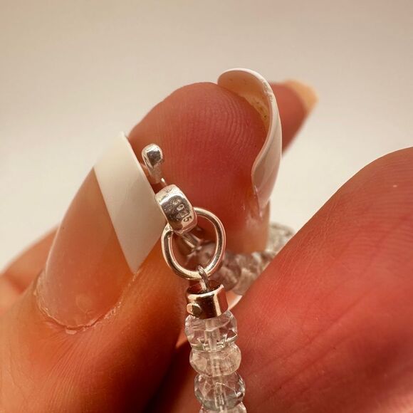 17" of 4mm rondelle, faceted Aquamarine beaded necklace with s925 hardware! - Picture 8 of 11